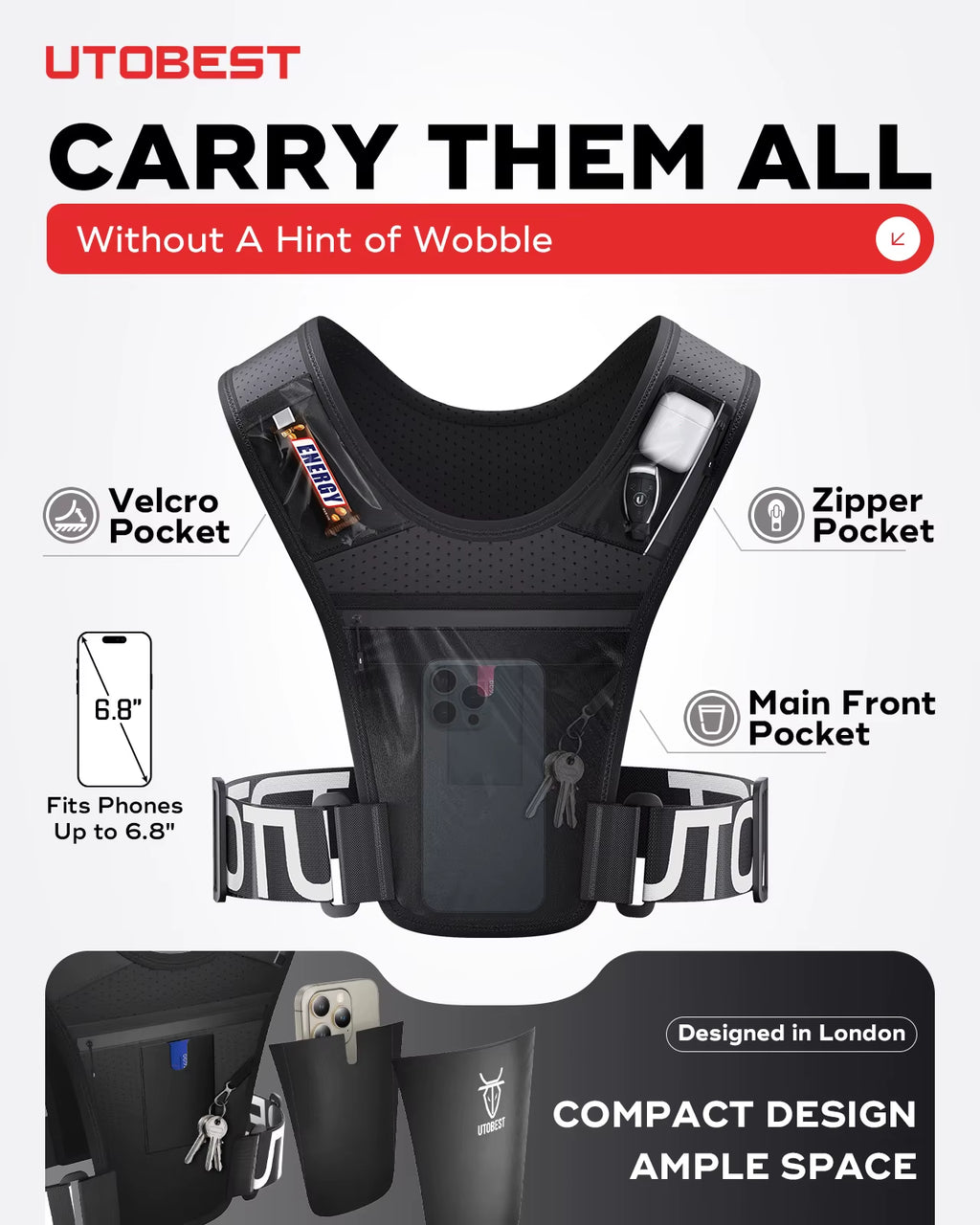 Gilet Running Ultra-Leggero con Luce di Sicurezza Integrata