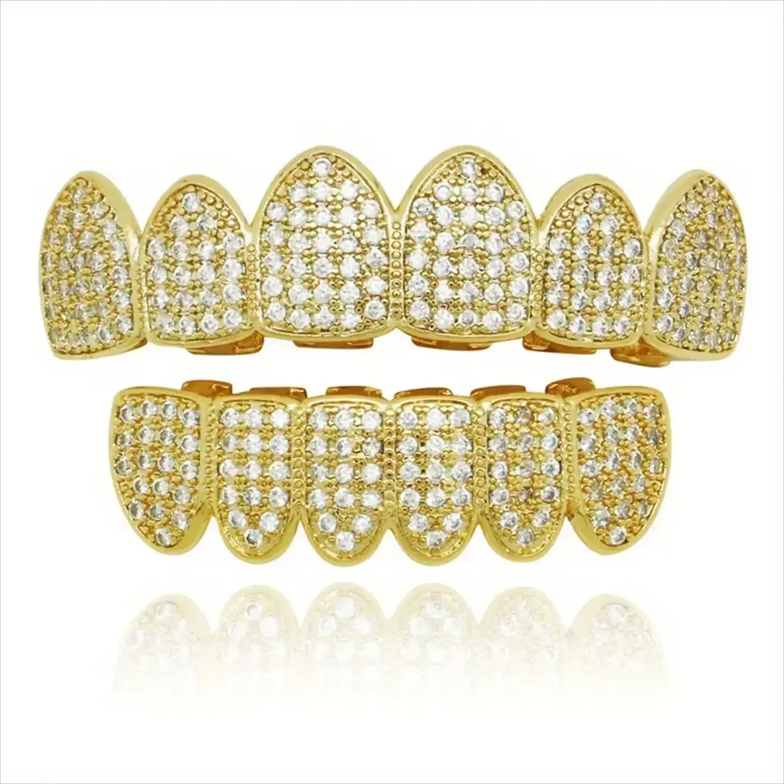 Set Grillz Iced Out "VVS Style" - Copri Denti Gold & Silver (Top & Bottom)