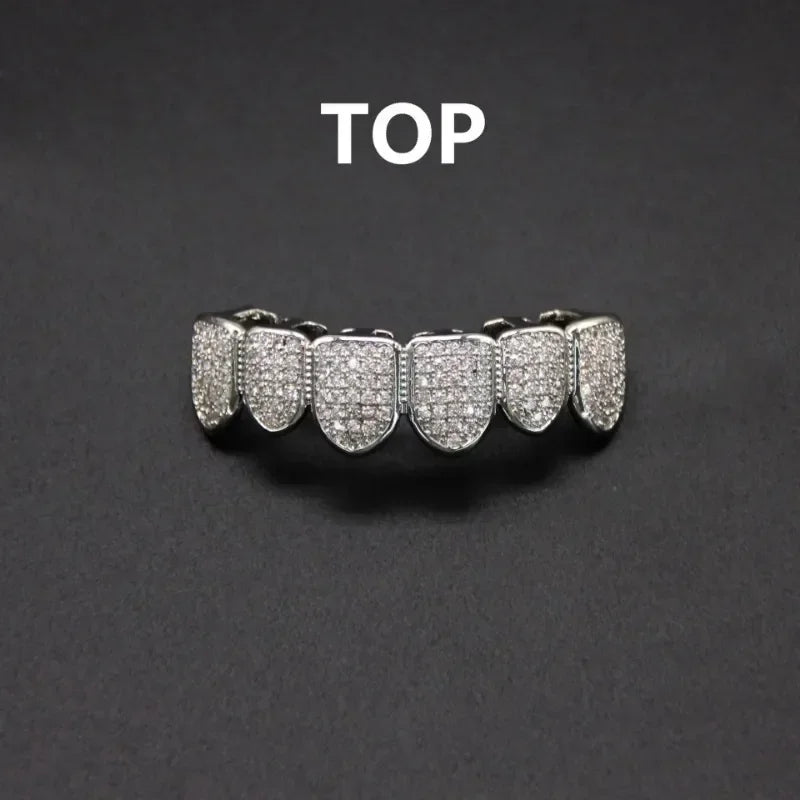 Set Grillz Iced Out "VVS Style" - Copri Denti Gold & Silver (Top & Bottom)